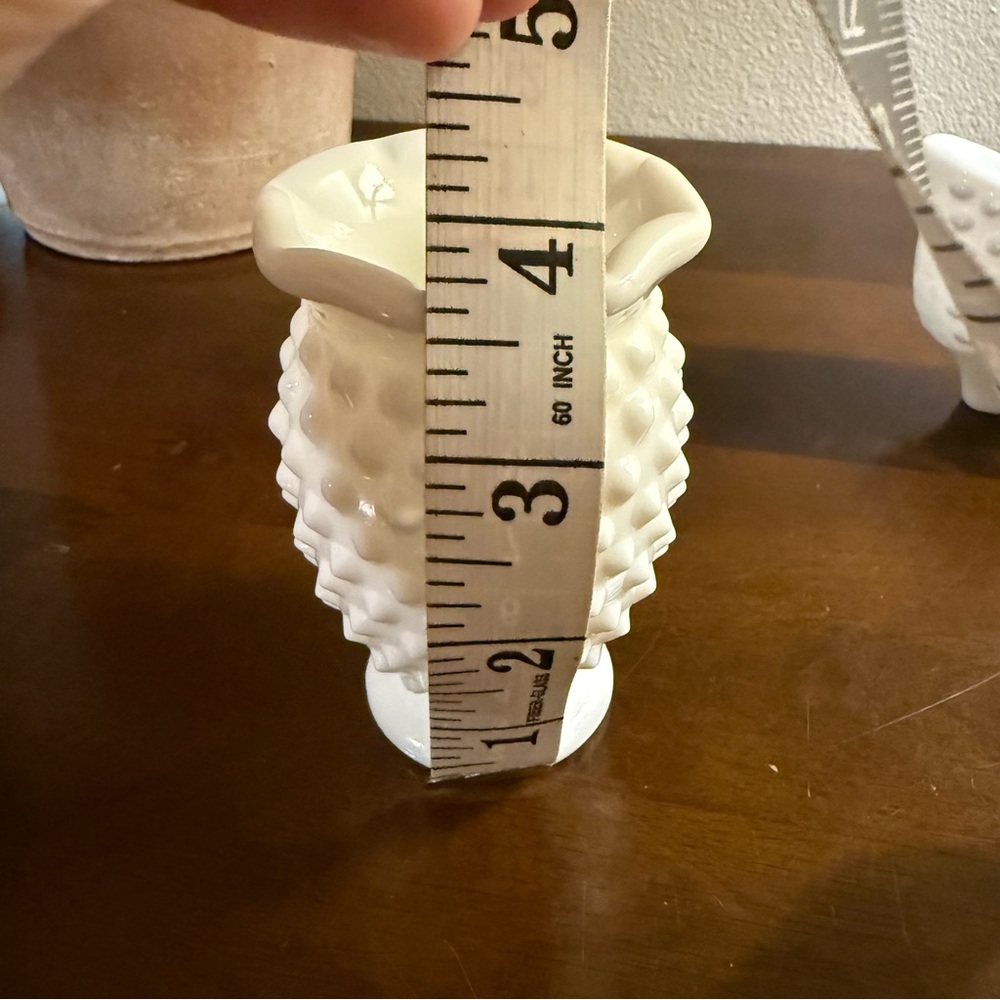 Antique White Hobnail Vase and Shoe Figurine Set - Picture 7 of 9